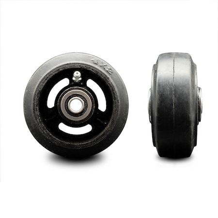 Service Caster SCC- 4" Rubber on Cast Iron Wheel Only w/Ball Bearing-1/2" Bore-300 lbs Capacity SCC-RSB420